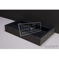 Forzalaqua Palermo Wastafel 80 cm Basalt Gebrand 80,5x51,5x9 cm 1 wasbak 1 kraangat