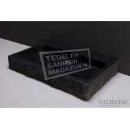 Forzalaqua Palermo Wastafel 80 cm Basalt Gekapt 80,5x51,5x9 cm 1 wasbak zonder kraangaten