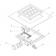 RVS 3e GEN.doucheput + flens + RVS sifon + filter zij-uitlaat 15x15