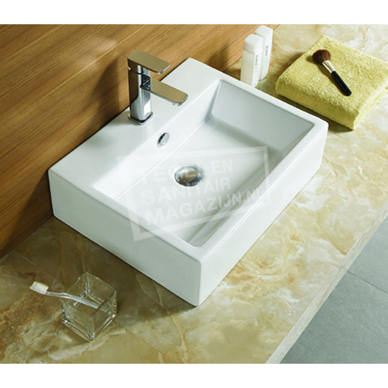 Sanilux Straight (53x42x15 cm) keramische opzet wastafel Sanilux Straight (53x42x15 cm) keramische opzet wastafel