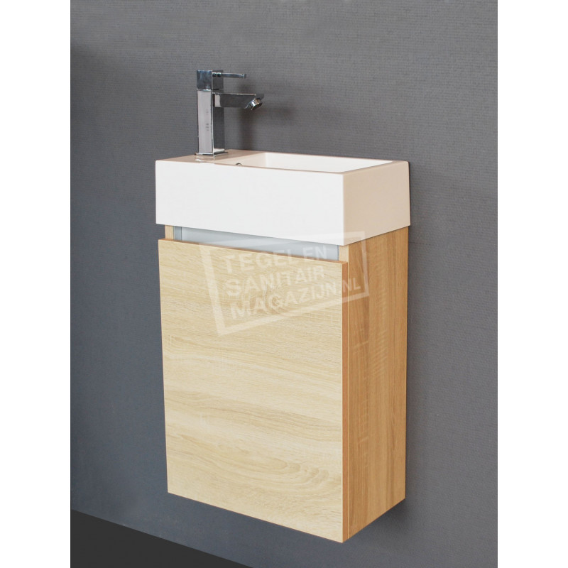 Waar sturen Lenen Sanilux Trendline Fonteinkast 40 cm Light Wood met 1 deur Greeploos  Softclose L/R - TSM