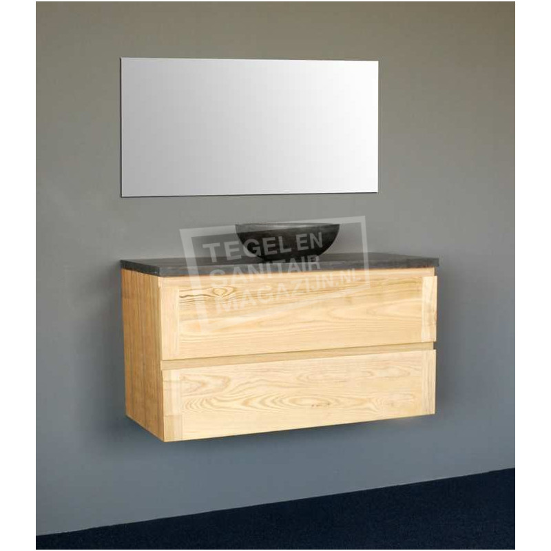 Sanilux Wood Dynasty 100 cm Badmeubel Eiken met 2 lades Greeploos Softclose zonder kraangaten met Spiegel Sanilux Wood Dynasty 100 cm Badmeubel Eiken met 2 lades Greeploos Softclose zonder kraangaten met Spiegel