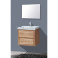 Sanilux Senza Wood 60 cm Badmeubel Eiken met 2 lades Greeploos Softclose 1 kraangat met Spiegel