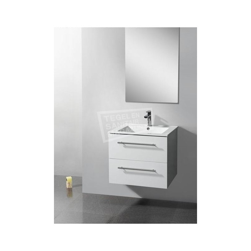 Sanilux Keramic 60 cm Badmeubel Hoogglans Wit met 2 lades Softclose 1 kraangat met Spiegel Sanilux Keramic 60 cm Badmeubel Hoogglans Wit met 2 lades Softclose 1 kraangat met Spiegel