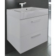 Sanilux New York 58 cm Badmeubel Hoogglans Wit met 2 lades Softclose 1 kraangat met Spiegel