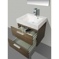 Sanilux New York 58 cm Badmeubel Hoogglans Wit met 2 lades Softclose 1 kraangat met Spiegel