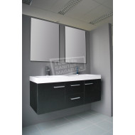 Sanilux California 131 cm Badmeubel Zwart Wenge met 2 lades 2 deuren Softclose 2 kraangaten met Spiegel