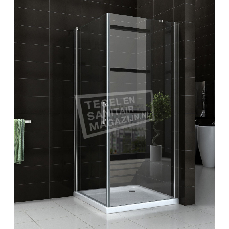 walvis Draai vast Reproduceren Douchecabine 90x90 cm met Flat douchebak Lage instap 3.5 cm 1 Swingdeur -  TSM