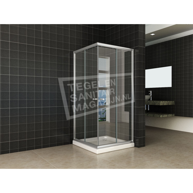 machine regeren Waakzaam Douchecabine 90x90 cm Hoekinstap met Flat Douchebak Lage instap 3.5 cm 2  Schuifdeuren - TSM