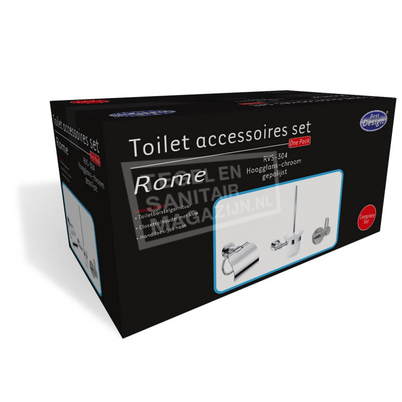 Best Design Rome One Pack Toilet Accessoires Set Chroom