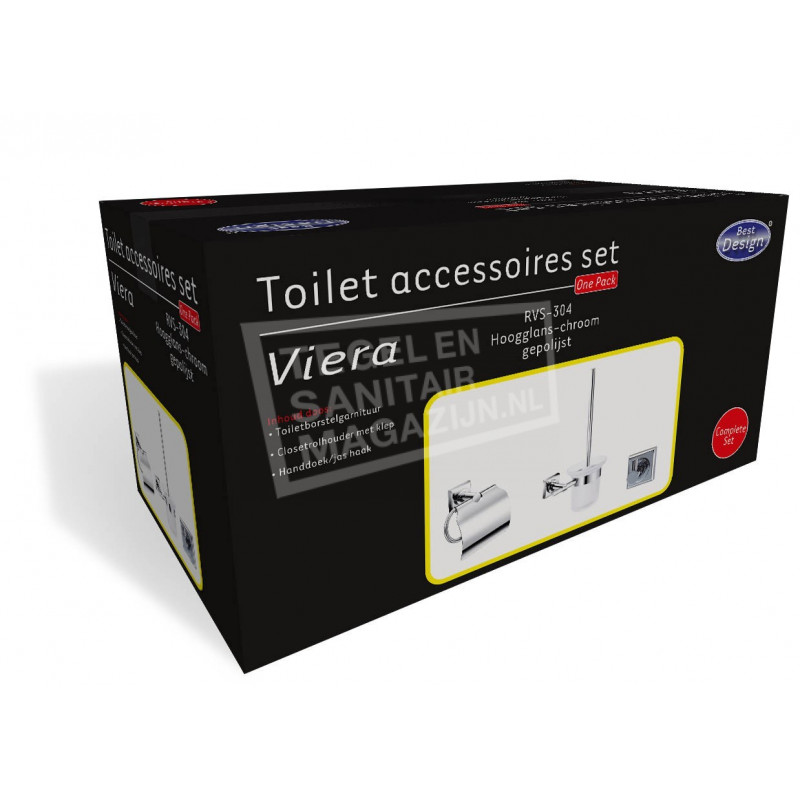 Best Design Viera One Pack Toilet Accessoires Set  Chroom