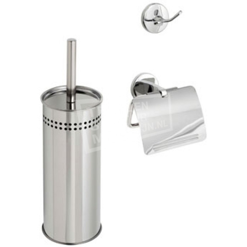 Plieger Start toiletset closetborstel, haak en closetrolhouder chroom 4784098