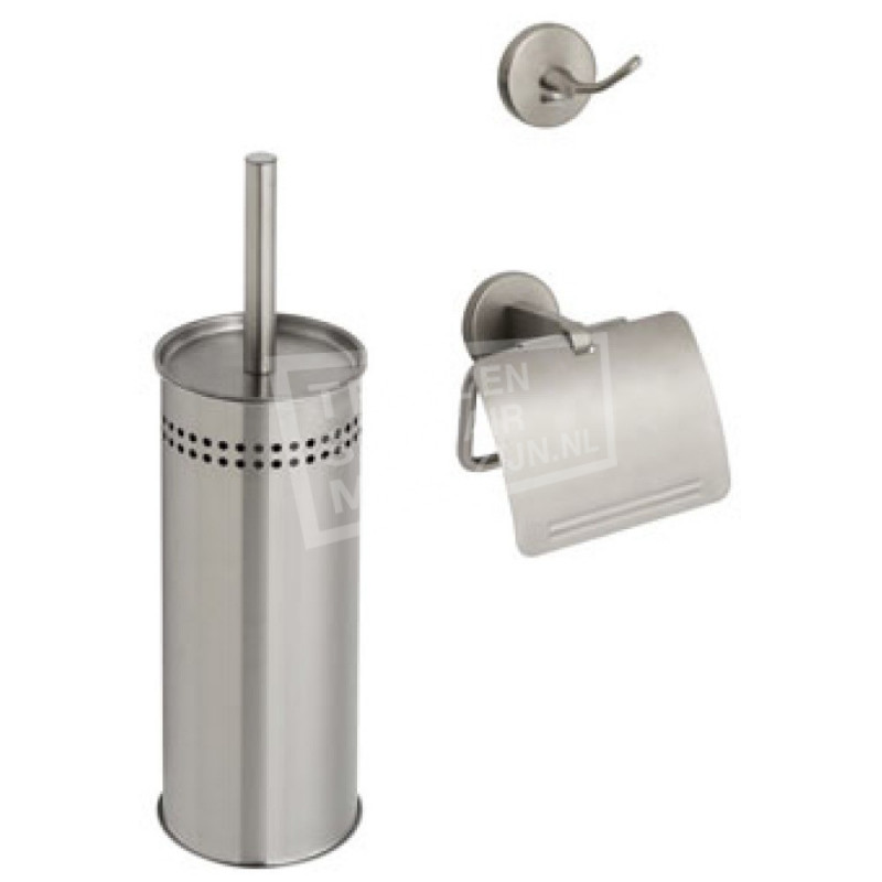 Plieger Start toiletset closetborstel, haak en closetrolhouder inox 4784099