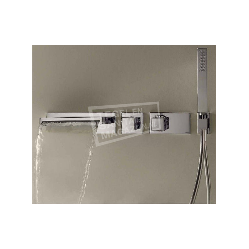 Tres Cuadro inbouw badthermostaat met handdouche en waterval baduitloop chroom 20719201