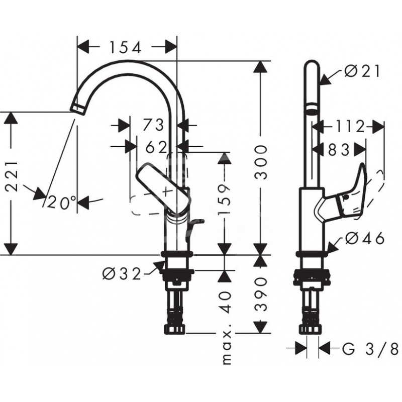 GROHE Start Edge - Eengreeps keukenspoelmengkraan (hoge C-uitloop, 360˚ draaibereik, 28 mm keramische cartridge, staarten 3/8 inch, min. aanbevolen druk 1,0 bar), eenvoudig te installeren, chroom