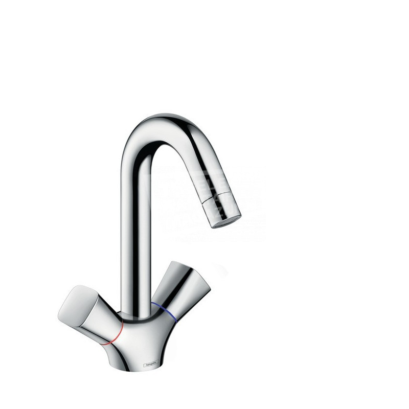 Hansgrohe Logis 150 tweegreeps wastafelkraan met draaibare uitloop 71222000