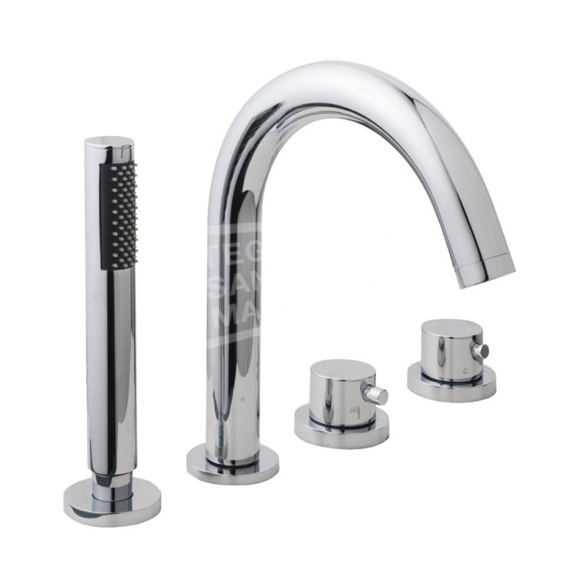 Wiesbaden Caral 4-gats thermostatische badrandcombinatie chroom Wiesbaden Caral 4-gats thermostatische badrandcombinatie chroom