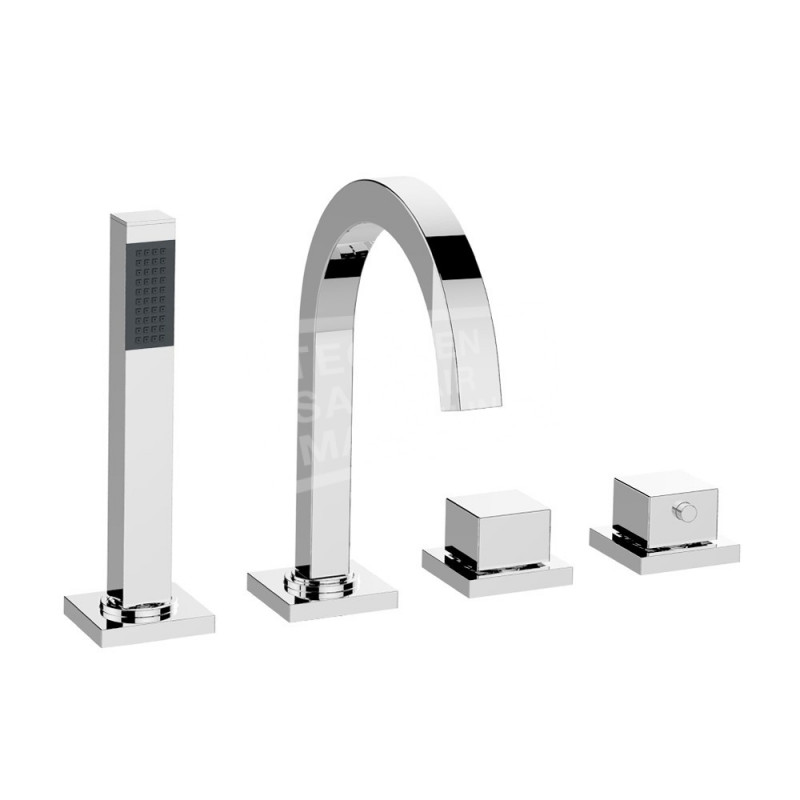 Wiesbaden Rombo 4-gats thermostatische badrandcombinatie chroom Wiesbaden Rombo 4-gats thermostatische badrandcombinatie chroom