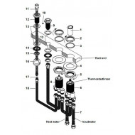 Wiesbaden Cross 4-gats thermostatische badrandcombinatie chroom