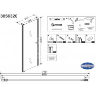 Best Design Erico 70 cm Douchedeur Nis Draaideur 6 mm Muurprofiel NANO