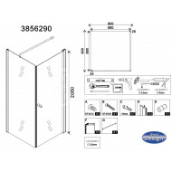 Best Design Erico 90x90x200 cm Douchecabine Vierkant 1 Swingdeur 6 mm Chroom NANO