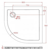 Best Design Dona 90x90x4 cm Lage Douchebak Kwartrond Radius 55 cm Wit SMC