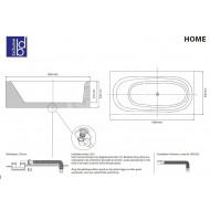 Best Design Home Vrijstaand Bad 180x93x55 cm Wit Mat Solid Surface