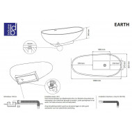 Best Design Earth Vrijstaand Bad 180x84x56 cm Wit Mat Solid Surface