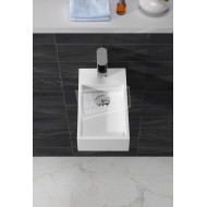 Wiesbaden Solid Fontein Rechts 40x22x10 cm 1 kraangat Wit Mat Solid Surface