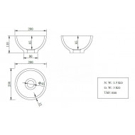 Wiesbaden Schuessel Waskom 20x20x11 cm Wit Mat Solid Surface