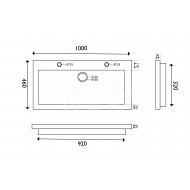 Wiesbaden Spuele Wastafel Enkel 100x46x5 cm 2 kraangaten Zwart Natuursteen