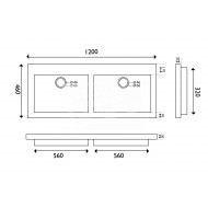 Wiesbaden Spuele Wastafel Dubbel 120x46x5 cm 2 kraangaten Zwart Natuursteen