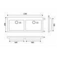 Wiesbaden Spuele Wastafel Dubbel 120x46x5 cm 2 kraangaten Zwart Natuursteen