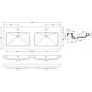 Wiesbaden Spuele Wastafel Dubbel 120x46 cm 2 kraangaten Wit Keramiek