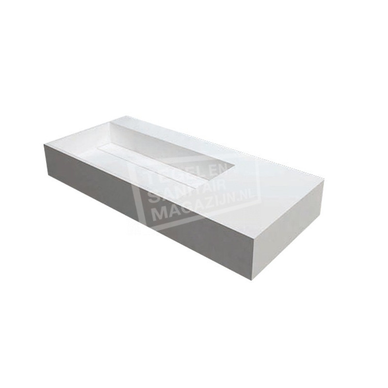 Best Design Just Solid Wastafel Enkel 90x48x13 cm zonder kraangaten Wit Mat Solid Surface