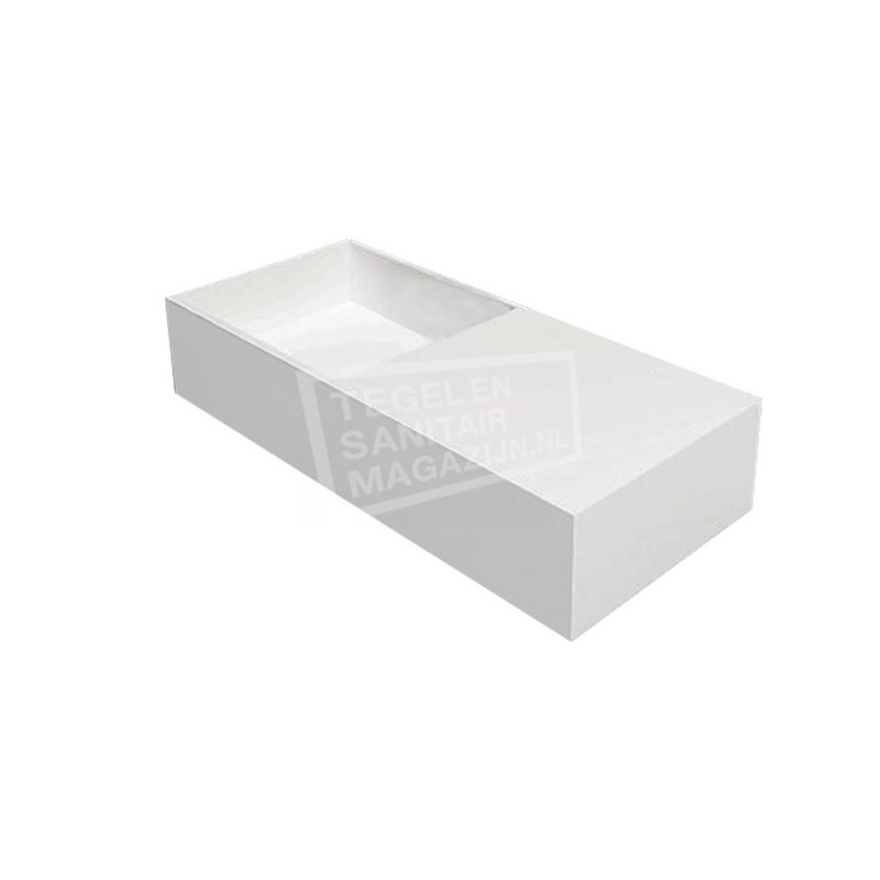 Best Design Just Solid Wastafel Enkel 75x33x15 cm zonder kraangaten Wit Mat Solid Surface