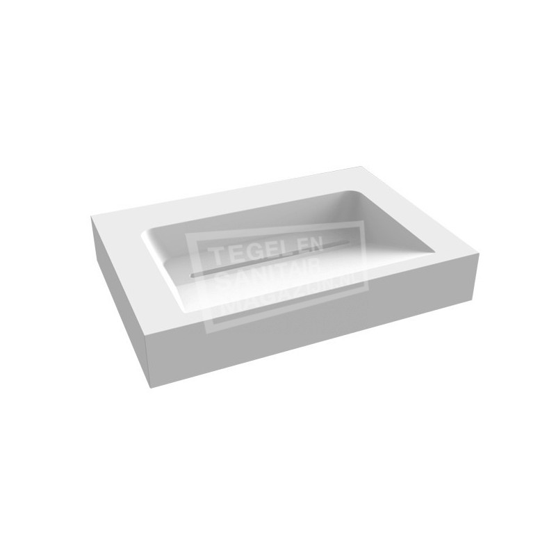 Best Design Just Solid Wastafel Enkel 60x46x13 cm zonder kraangaten Wit Mat Solid Surface