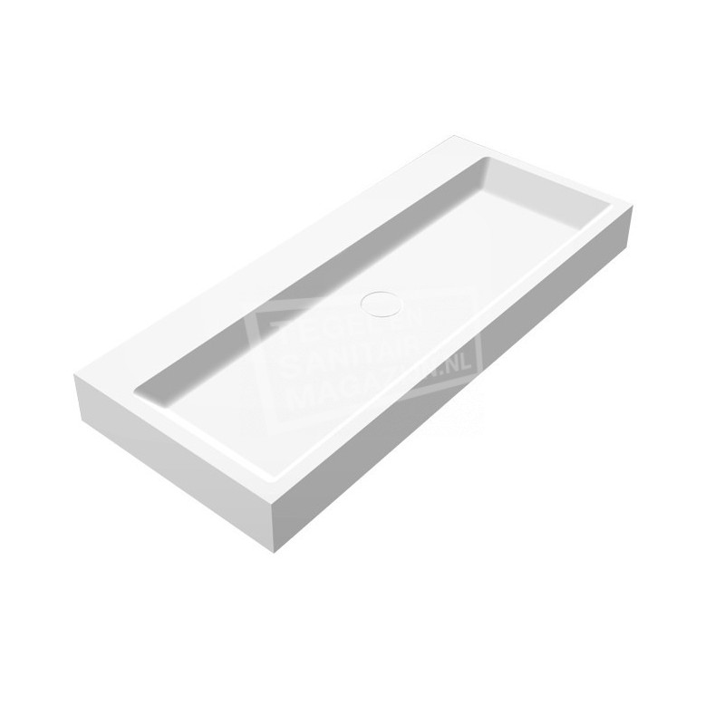 Best Design Just Solid Wastafel Enkel 100x42x10 cm zonder kraangaten Wit Mat Solid Surface