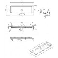 Best Design Just Solid Wastafel Enkel 100x42x10 cm zonder kraangaten Wit Mat Solid Surface