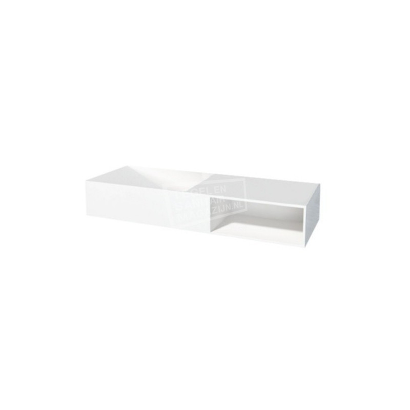 Best Design Just Solid Wastafel Enkel 120x42x20 cm zonder kraangaten Wit Mat Solid Surface