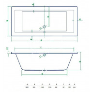 Best Design Lounge inbouwbad (180x80x49 cm) Duobad Acryl Wit