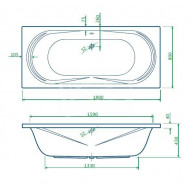 Best Design Schuit inbouwbad (180x80x43 cm) Duobad Acryl Wit