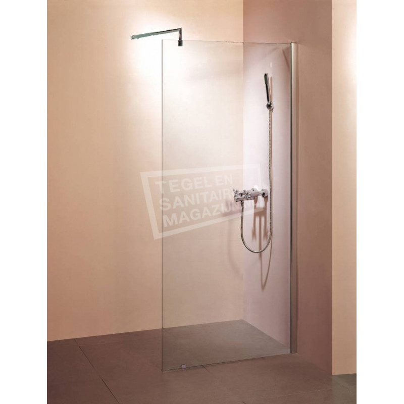 saniluxe douchewand 70 cm glas met muurprofiel 10mm nano