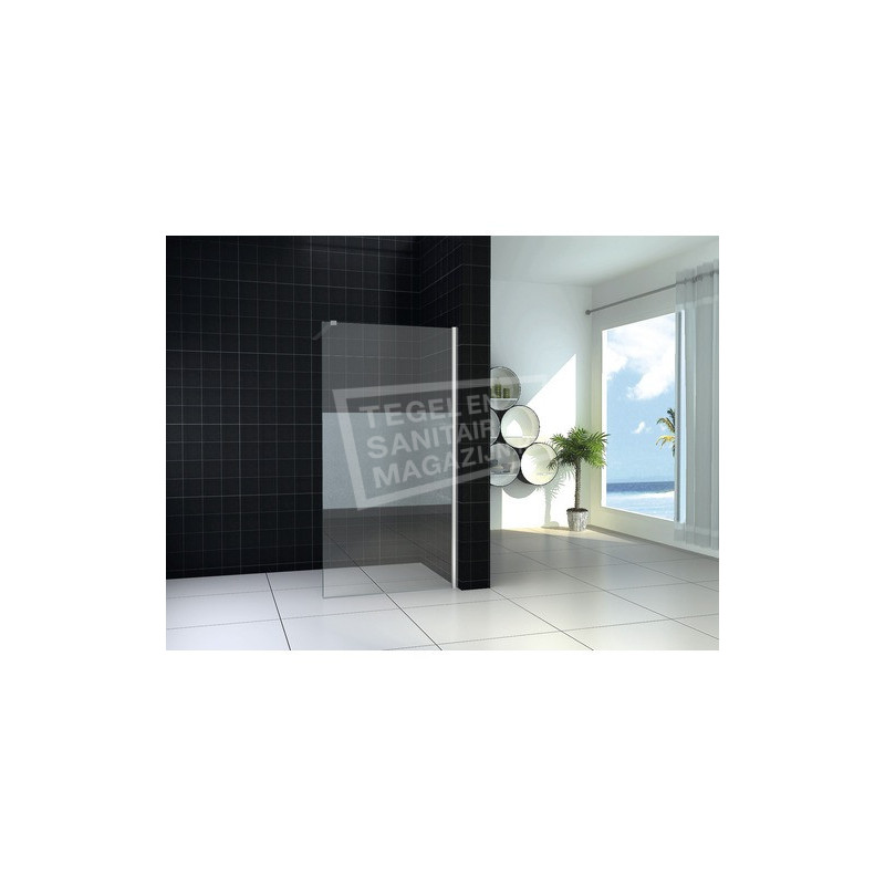 Sanibest Douchewand Matglas 110 cm Glas met Muurprofiel 10 mm NANO