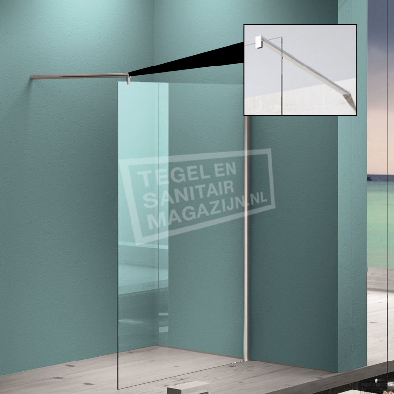 Sanibest Douchewand 110 cm Glas met Muurprofiel 8 mm NANO