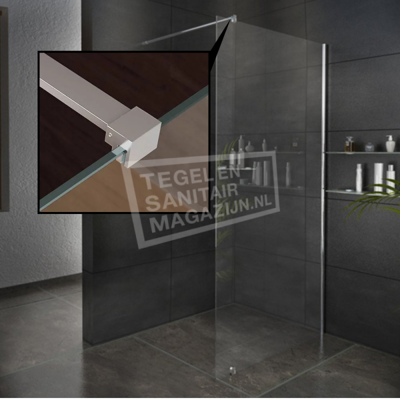 Sanitop Inloopdouche 140 cm Glas met Muurprofiel 8 mm NANO