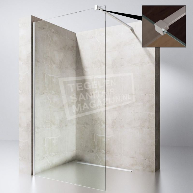 een kopje afschaffen Mooie vrouw Supersani Douchewand 50 cm Glas met Muurprofiel 10 mm NANO
