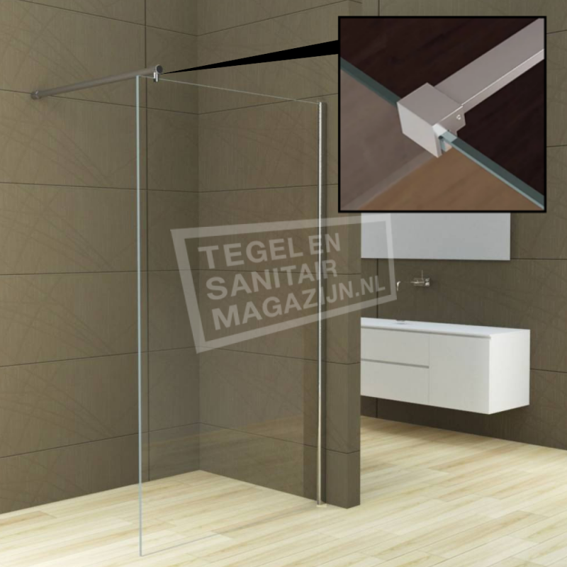 Bathxe Inloopdouche 140 cm Glas met Muurprofiel 8 mm NANO