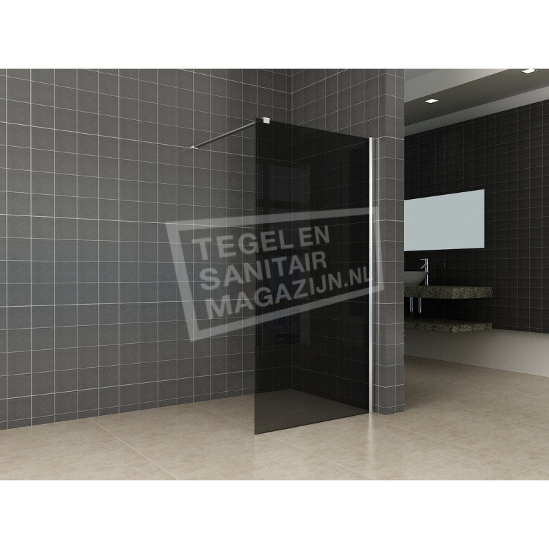 bathxe douchewand rookglas 120 cm met muurprofiel 10 mm nano