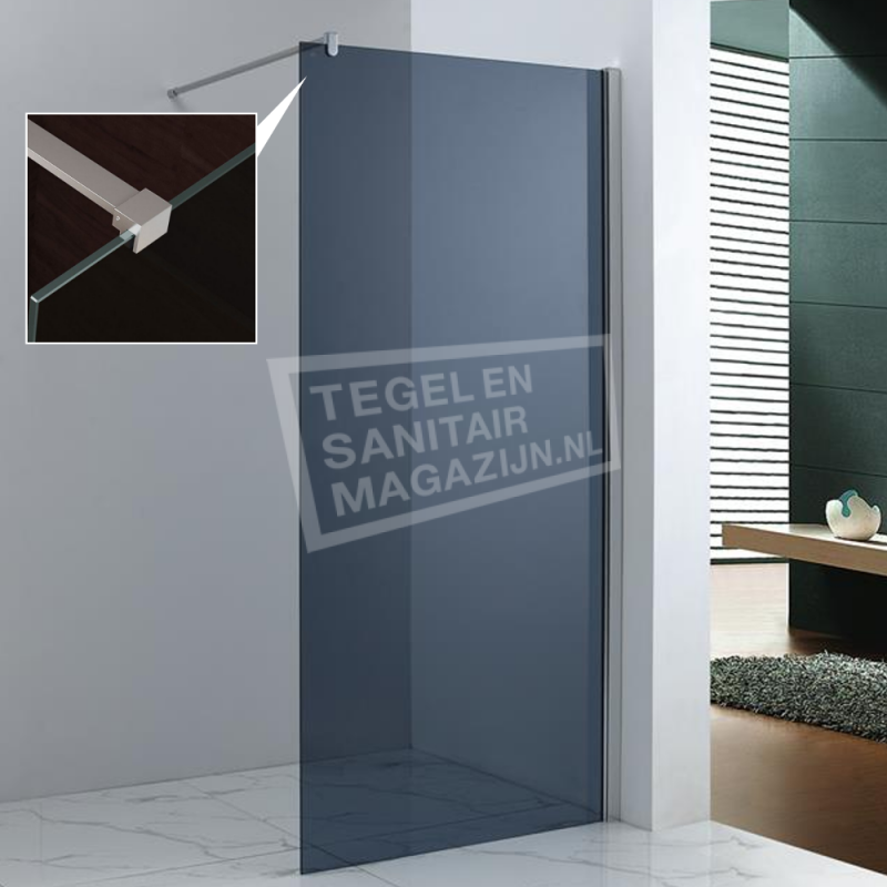 Supersani Douchewand Rookglas 100 cm met Muurprofiel 10 mm NANO